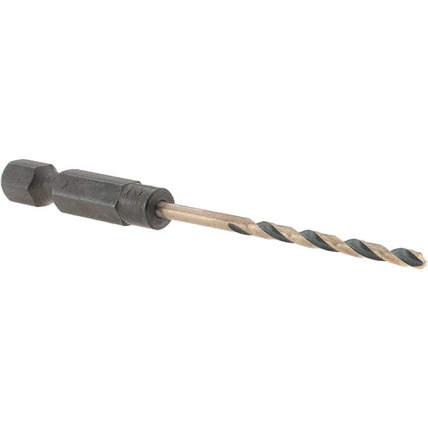 Made in USA - 3/32" High Speed Steel, 135° Point, Hex Shank Maintenance Drill Bit - First Tool & Supply