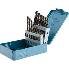 Import - 1/16 to 1/2", 135° Point, Oxide/Gold Finish, High Speed Steel Reduced Shank Drill Bit Set - First Tool & Supply