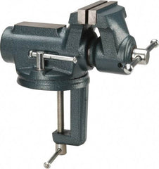 Wilton - 4" Jaw Width, 2-1/4" Opening Capacity, 2" Throat Depth, Steel Swivel Bench Vise - Clamp-On Base Attachment, 10" Long x 5.4" Wide x 10.1" High - First Tool & Supply