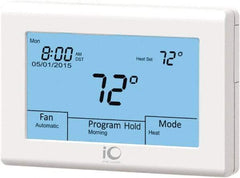 iO HVAC Controls - 41 to 122°F, Heat Pump (3 Heat, 2 Cool), Multi-Stage (2 Heat, 2 Cool), Digital Touchscreen Programmable Thermostat - 24 Volts, 1-1/4" Inside Depth x 3-3/4" Inside Height x 5-3/4" Inside Width, 2 Screw Mount, SPDT Switch - First Tool & Supply