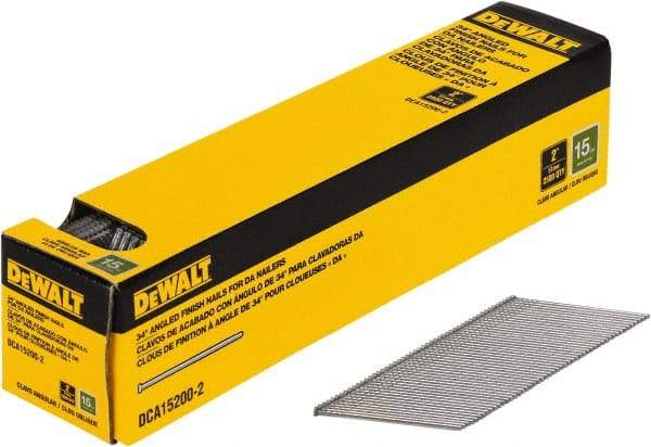 DeWALT - 15 Gauge 2" Long Finishing Nails for Power Nailers - Steel, Bright Finish, Smooth Shank, Angled Stick Collation, Round Head, Chisel Point - First Tool & Supply