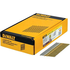 DeWALT - 9 Gauge 3-1/4" Long Framing Nails for Power Nailers - Steel, Galvanized Finish, Smooth Shank, Angled Stick Collation, Round Head - First Tool & Supply