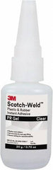 3M - 0.71 oz Tube Clear Instant Adhesive - Series Part Number PR Gel, 30 to 60 sec Working Time, 24 hr Full Cure Time - First Tool & Supply