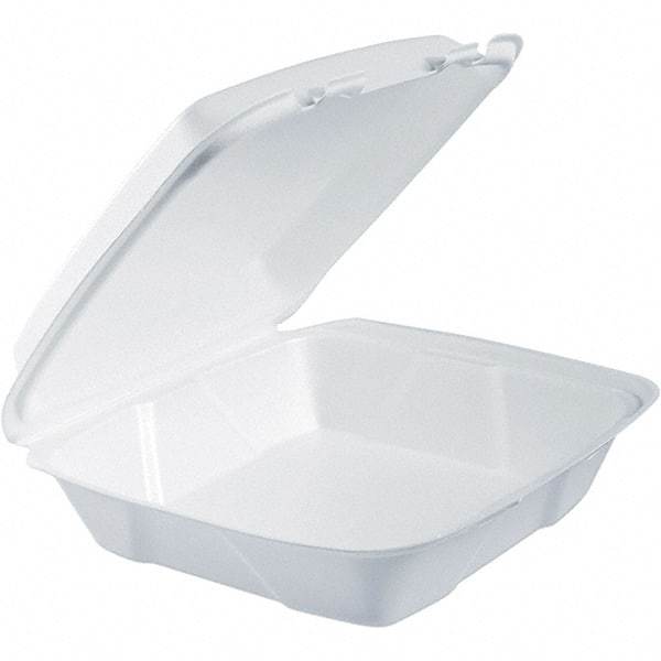 DART - 9-3/8 x 9-3/8 x 3" Foam Hinged Lid Containers - White - First Tool & Supply