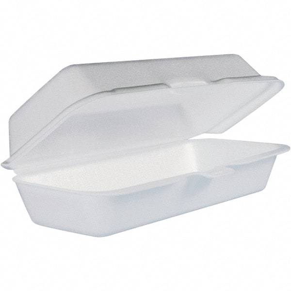 DART - 7-1/10 x 3-4/5 x 2-3/10" Foam Hot Dog Container with Hinged Lid - White - First Tool & Supply