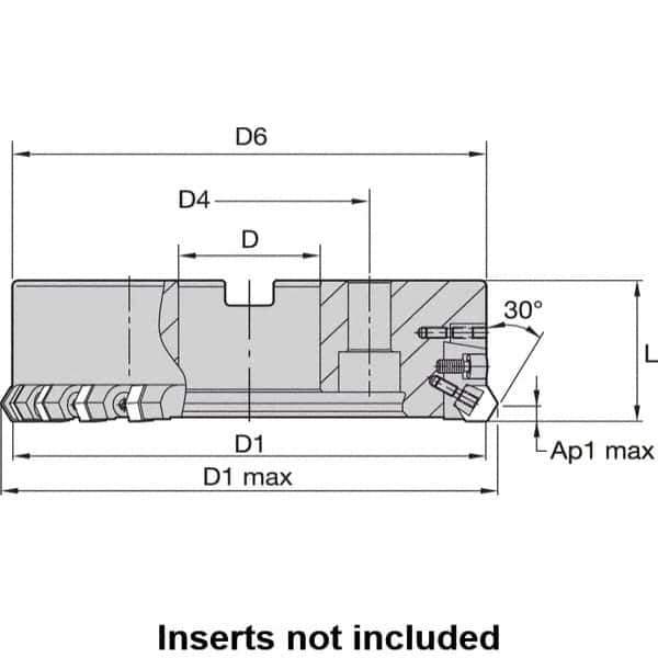 Kennametal - 6" Cut Diam, 2" Arbor Hole, 8mm Max Depth of Cut, 30° Indexable Chamfer & Angle Face Mill - 20 Inserts, HNGX 0905... Insert, Right Hand Cut, 20 Flutes, Series HexaCut - First Tool & Supply