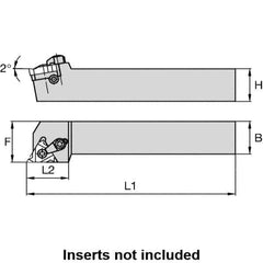 Kennametal - External Thread, Right Hand Cut, 32mm Shank Width x 32mm Shank Height Indexable Threading Toolholder - 170mm OAL, LT 16ER Insert Compatibility, LSS Toolholder, Series LT Threading - First Tool & Supply