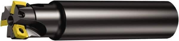 Sandvik Coromant - 1" Cut Diam, 5.5mm Max Depth of Cut, 1" Shank Diam, 8" OAL, Indexable Square Shoulder End Mill - 490R-08T308M-PL Inserts, Cylindrical Shank, 90° Lead Angle, Through Coolant, Series CoroMill 490 - First Tool & Supply