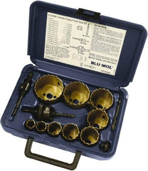 Disston - 9 Piece, 3/4" to 2-1/2" Saw Diam, Hole Saw Kit - Carbide-Tipped, Toothed Edge, Pilot Drill Model No. E0103107, Includes 9 Hole Saws - First Tool & Supply