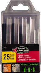 Disston - 25 Piece, 2-3/4" to 3-1/2" Long, 6 to 18 Teeth per Inch, Carbon and Bi-Metal Jig Saw Blade Set - Toothed Edge, U-Shank - First Tool & Supply