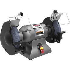 Jet - 10" Wheel Diam x 1" Wheel Width, 1-1/2 hp Grinder - 1" Arbor Hole Diam, 1 Phase, 1,720 Max RPM, 115 Volts - First Tool & Supply