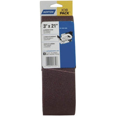 Norton - 3" Wide x 21" OAL, 220 Grit, Aluminum Oxide Abrasive Belt - First Tool & Supply