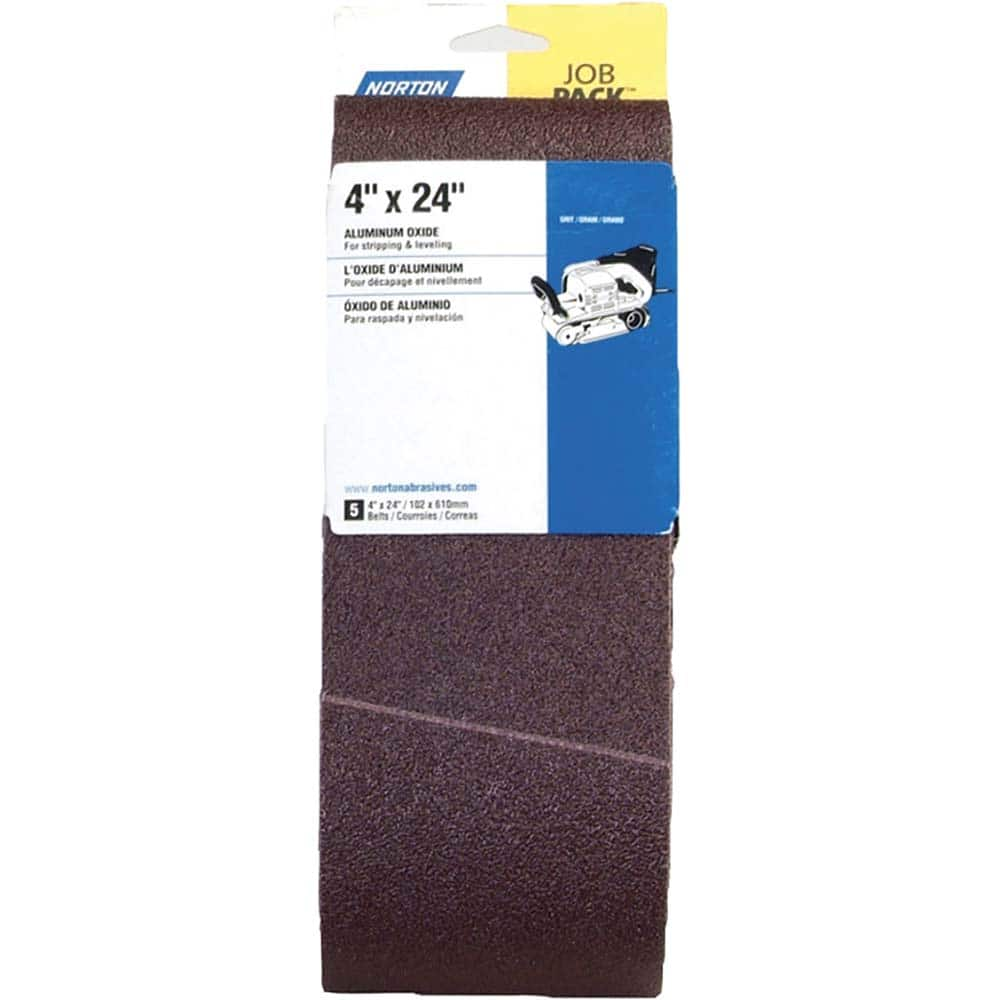 Norton - 4" Wide x 24" OAL, 80 Grit, Aluminum Oxide Abrasive Belt - First Tool & Supply