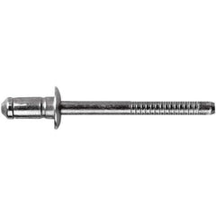 STANLEY Engineered Fastening - Size 6 Dome Head Steel Open End Blind Rivet - Steel Mandrel, 0.1378" to 0.2362" Grip, 3/16" Head Diam, 0.1929" to 0.2008" Hole Diam, 3.2" Body Diam - First Tool & Supply