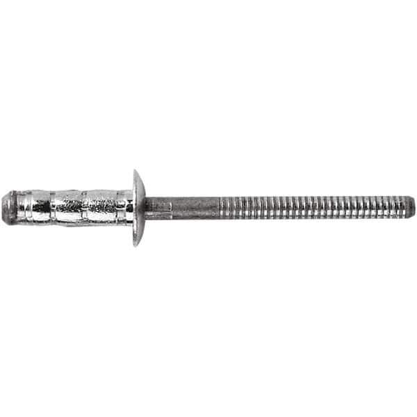 STANLEY Engineered Fastening - Size 6 Dome Head Steel Multi Grip Blind Rivet - Steel Mandrel, 1/4" to 1/2" Grip, 3/16" Head Diam, 0.1921" to 0.1961" Hole Diam, 3" Body Diam - First Tool & Supply