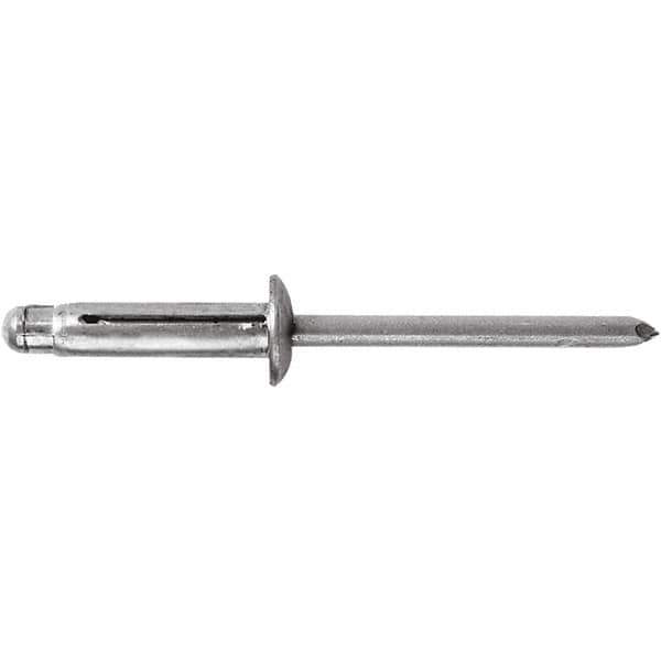 STANLEY Engineered Fastening - Size 6 Large Flange Head Aluminum Open End Blind Rivet - Aluminum Mandrel, 0.04" to 0.354" Grip, 3/16" Head Diam, 0.197" to 0.207" Hole Diam, 0.197" Body Diam - First Tool & Supply