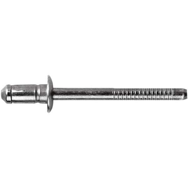 STANLEY Engineered Fastening - Size 6 Dome Head Steel Open End Blind Rivet - Steel Mandrel, 0.0591" to 0.1378" Grip, 3/16" Head Diam, 0.1929" to 0.2008" Hole Diam, 3.2" Body Diam - First Tool & Supply