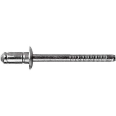 STANLEY Engineered Fastening - Size 6 Dome Head Steel Open End Blind Rivet - Steel Mandrel, 0.0591" to 0.1378" Grip, 3/16" Head Diam, 0.1929" to 0.2008" Hole Diam, 3.2" Body Diam - First Tool & Supply