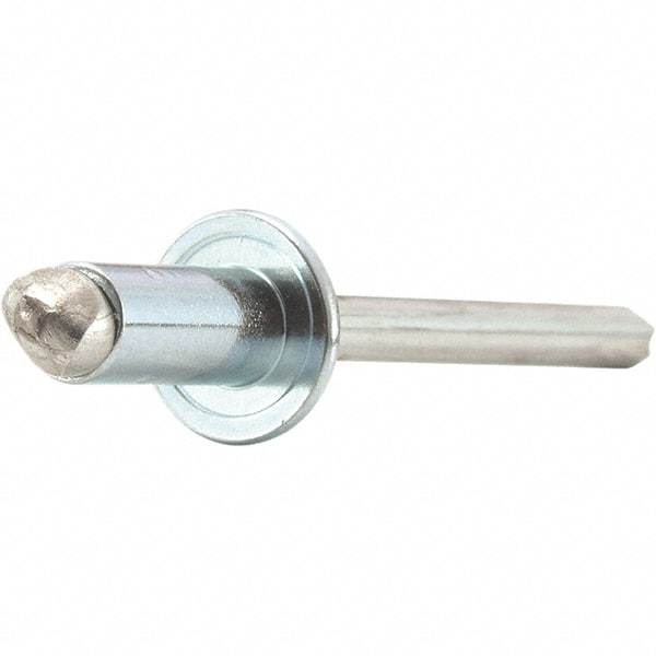 STANLEY Engineered Fastening - Size 4 Dome Head Steel Open End Blind Rivet - Steel Mandrel, 0.376" to 1/2" Grip, 1/8" Head Diam, 0.129" to 0.133" Hole Diam, 0.078" Body Diam - First Tool & Supply