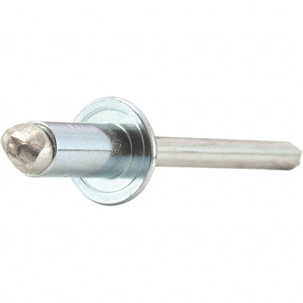 STANLEY Engineered Fastening - Size 6 Large Flange Head Steel Open End Blind Rivet - Steel Mandrel, 0.251" to 3/8" Grip, 3/16" Head Diam, 0.192" to 0.196" Hole Diam, 0.116" Body Diam - First Tool & Supply