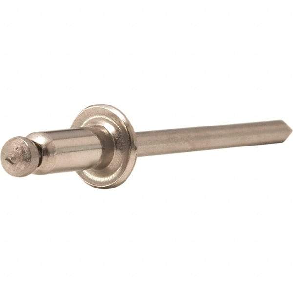 STANLEY Engineered Fastening - Size 5 Dome Head Stainless Steel Open End Blind Rivet - Steel Mandrel, 0.063" to 1/8" Grip, 5/32" Head Diam, 0.16" to 0.164" Hole Diam, 0.097" Body Diam - First Tool & Supply