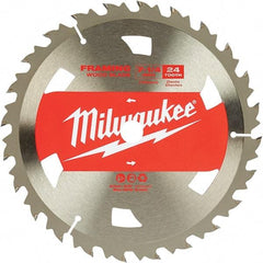 Milwaukee Tool - 7-1/4" Diam, 5/8" Arbor Hole Diam, 24 Tooth Wet & Dry Cut Saw Blade - Tungsten Carbide-Tipped, Framing Action, Standard Round Arbor - First Tool & Supply