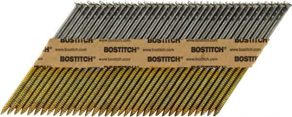 Stanley Bostitch - 11 Gauge 0.12" Shank Diam 3" Long Framing Nails for Power Nailers - Steel, Bright Finish, Ring Shank, Angled Stick Paper Tape Collation, Round Head - First Tool & Supply