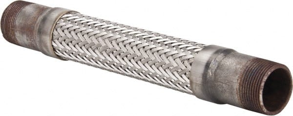 Made in USA - 12" OAL, 1-1/4" ID, 450 Max psi, Flexible Metal Hose Assembly - First Tool & Supply