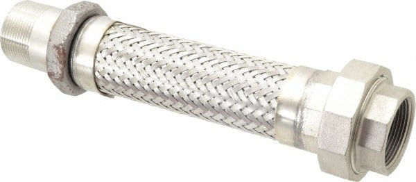 Made in USA - 12" OAL, 1-1/2" ID, 410 Max psi, Flexible Metal Hose Assembly - First Tool & Supply