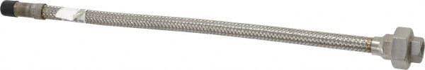 Made in USA - 18" OAL, 3/8" ID, 1,450 Max psi, Flexible Metal Hose Assembly - First Tool & Supply