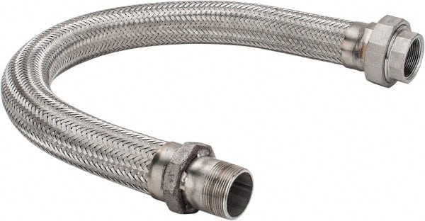 Made in USA - 36" OAL, 1-1/2" ID, 410 Max psi, Flexible Metal Hose Assembly - First Tool & Supply