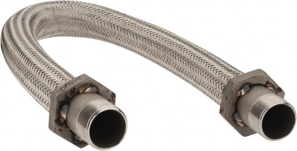 Made in USA - 36" OAL, 1-1/4" ID, 450 Max psi, Flexible Metal Hose Assembly - First Tool & Supply