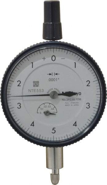 Mitutoyo - 0.05" Range, 0-5-0 Dial Reading, 0.0001" Graduation Dial Drop Indicator - 2-3/16" Dial, 0.01" Range per Revolution, 0.0002" Accuracy, Revolution Counter - First Tool & Supply