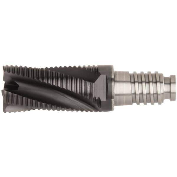 Kennametal - 10mm Diam, 15mm LOC, 4 Flute, 0.5mm Corner Chamfer End Mill Head - Solid Carbide, AlTiN Finish, Duo-Lock 10 Connection, Spiral Flute, 20° Helix, Centercutting - First Tool & Supply