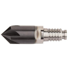 Kennametal - 3/8" Diam, 1.91mm LOC, 4 Flute, 0.075" Corner Chamfer End Mill Head - Solid Carbide, AlTiN Finish, Duo-Lock 10 Connection, Spiral Flute, 0° Helix - First Tool & Supply