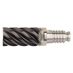 Kennametal - 3/8" Diam, 9/16" LOC, 6 Flute, 0.381mm Corner Radius End Mill Head - Solid Carbide, AlTiN Finish, Duo-Lock 12 Connection, Spiral Flute, 45° Helix, Centercutting - First Tool & Supply