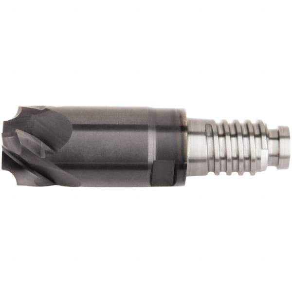 Kennametal - 12mm Diam, 2mm LOC, 5 Flute, 2mm Corner Radius End Mill Head - Solid Carbide, AlTiN Finish, Duo-Lock 10 Connection, Spiral Flute, 0° Helix - First Tool & Supply