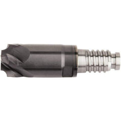 Kennametal - 1/2" Diam, 3.05mm LOC, 5 Flute, 3.048mm Corner Radius End Mill Head - Solid Carbide, AlTiN Finish, Duo-Lock 12 Connection, Spiral Flute, 0° Helix - First Tool & Supply