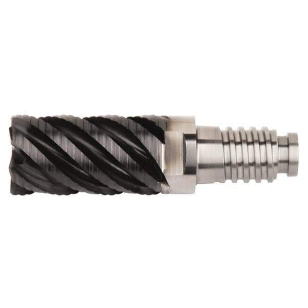 Kennametal - 10mm Diam, 15mm LOC, 4 Flute, 0.5mm Corner Radius End Mill Head - Solid Carbide, AlTiN Finish, Duo-Lock 10 Connection, Spiral Flute, 45° Helix, Centercutting - First Tool & Supply