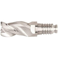 Kennametal - 1/2" Diam, 3/4" LOC, 3 Flute, 0.03" Corner Radius End Mill Head - Solid Carbide, Uncoated, Duo-Lock 12 Connection, Spiral Flute, 38° Helix, Centercutting - First Tool & Supply