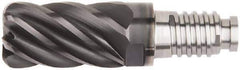 Kennametal - 1/2" Diam, 3/4" LOC, 6 Flute, 0.06" Corner Radius End Mill Head - Solid Carbide, AlTiN Finish, Duo-Lock 12 Connection, Spiral Flute, 37 & 39° Helix, Centercutting - First Tool & Supply