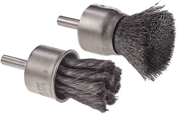 Camel Grinding Wheels - 3/4" Brush Diam, Crimped, End Brush - 1/4" Diam Shank, 1/4" Pilot Diam - First Tool & Supply