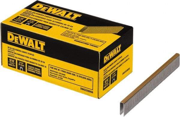 DeWALT - 9/16" Long x 0.0375" Wide, 20 Gauge Crowned Construction Staple - Steel, Galvanized Finish - First Tool & Supply