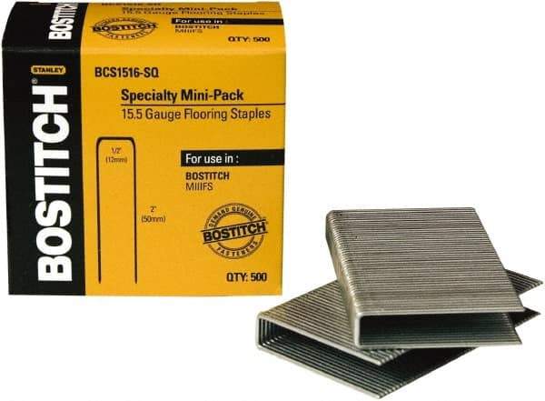 Stanley Bostitch - 2" Long x 1/2" Wide, 16 Gauge Crowned Construction Staple - Grade S4 Steel, Chisel Point - First Tool & Supply