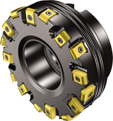 Sandvik Coromant - 101.6mm Cut Diam, 38.1mm Arbor Hole, 0.9mm Max Depth of Cut, 25° Indexable Chamfer & Angle Face Mill - 6 Inserts, 425N-1707 Insert, 425N-1707 Cut, Series CoroMill 425 - First Tool & Supply