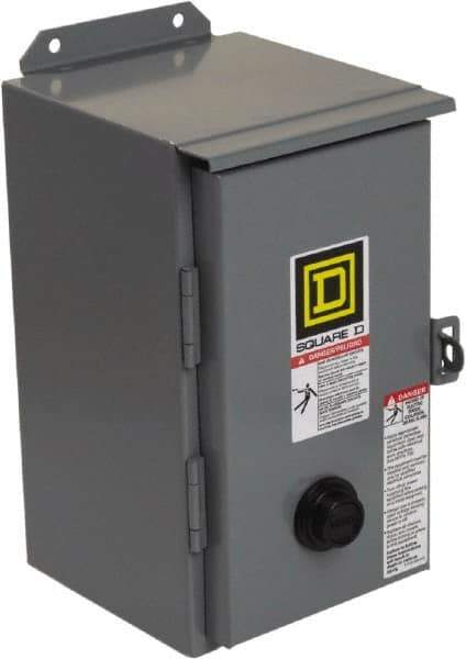 Square D - 110 Coil VAC at 50 Hz, 120 Coil VAC at 60 Hz, 27 Amp, NEMA Size 1, Nonreversible Enclosed Enclosure NEMA Motor Starter - 2 hp at 1 Phase, 12 Enclosure Rating - First Tool & Supply