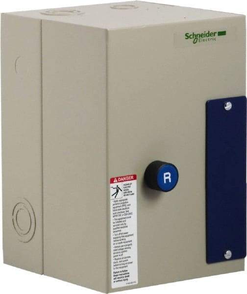 Schneider Electric - 3 Pole, 25 Amp, 120 Coil VAC, Nonreversible Enclosed IEC Motor Starter - 1 Phase Hp: 2 at 120 VAC, 3 at 240 VAC, 3 Phase Hp: 15 at 460 VAC, 20 at 575 VAC, 7.5 at 208 VAC, 7.5 at 230 VAC - First Tool & Supply