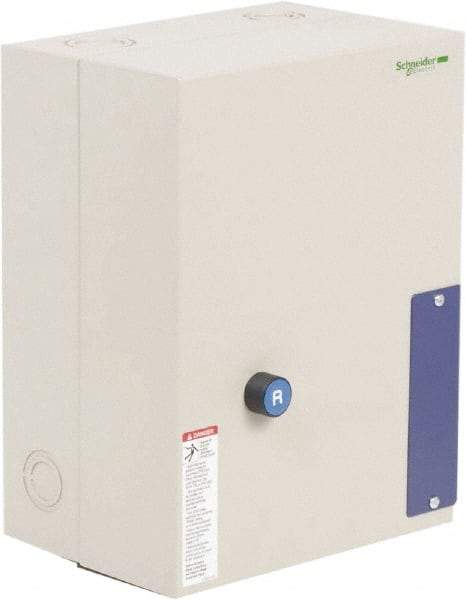 Schneider Electric - 3 Pole, 80 Amp, 120 Coil VAC, Nonreversible Enclosed IEC Motor Starter - 1 Phase Hp: 15 at 240 VAC, 7.5 at 120 VAC, 3 Phase Hp: 25 at 208 VAC, 30 at 230 VAC, 60 at 460 VAC, 60 at 575 VAC - First Tool & Supply