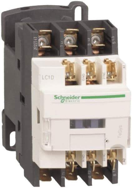 Schneider Electric - 3 Pole, 120 Coil VAC at 50/60 Hz, 25 Amp at 440 VAC and 9 Amp at 440 VAC, Nonreversible IEC Contactor - 1 Phase hp: 0.5 at 115 VAC, 1 at 230/240 VAC, 3 Phase hp: 2 at 200/208 VAC, 2 at 230/240 VAC, 5 at 460/480 VAC, 7.5 at 575/600 VAC - First Tool & Supply