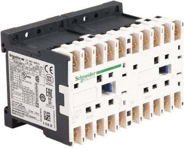 Schneider Electric - 3 Pole, 24 Coil VAC at 50/60 Hz, 12 Amp at 440 VAC, 16 Amp at 690 VAC and 20 Amp at 440 VAC, Reversible IEC Contactor - BS 5424, CSA, IEC 60947, NF C 63-110, RoHS Compliant, UL Listed, VDE 0660 - First Tool & Supply